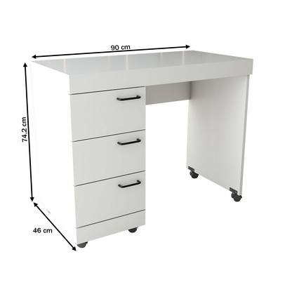 Mesa Escrivaninha Aspa 3 Gavetas Branco - Panorama Móveis