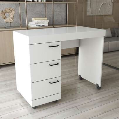 Mesa Escrivaninha Aspa 3 Gavetas Branco - Panorama Móveis