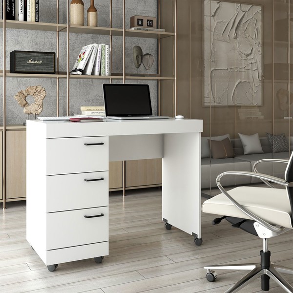 Mesa Escrivaninha Aspa 3 Gavetas Branco - Panorama Móveis
