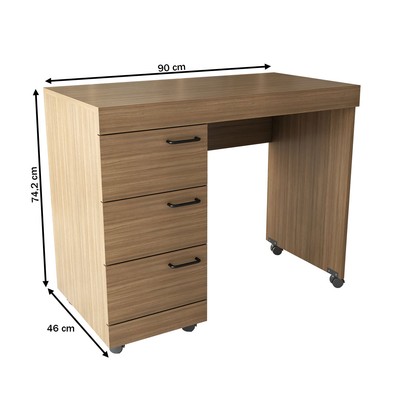 Mesa Escrivaninha Aspa 3 Gavetas Castanho - Panorama Móveis