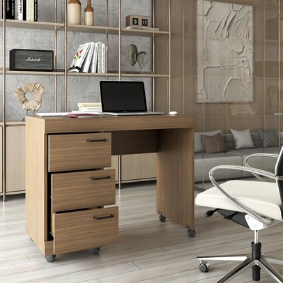 Mesa Escrivaninha Aspa 3 Gavetas Castanho - Panorama Móveis