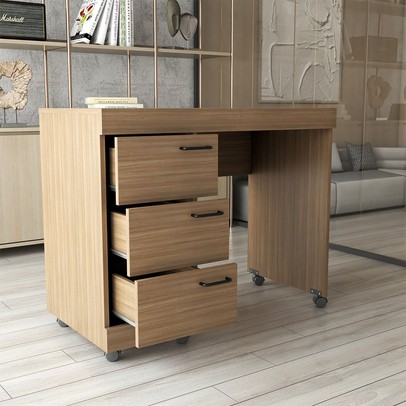 Mesa Escrivaninha Aspa 3 Gavetas Castanho - Panorama Móveis