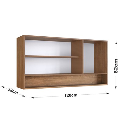 Armário Aéreo Cozinha Giovanna 3 Portas Freijó/Cinza - Irm Móveis