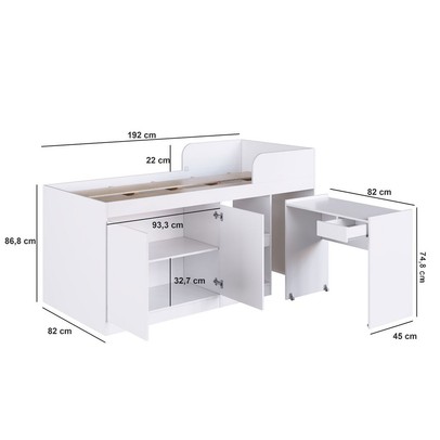 Cama Solteiro Multifuncional Jamaica 2 Portas 1 Gaveta Branco - Art In Móveis