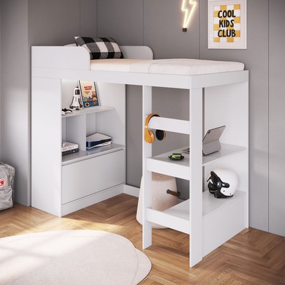 Cama Infantil Multifuncional Amsterdam 1 Porta Branca - Art In Móveis