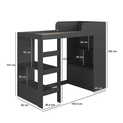 Cama Infantil Multifuncional Amsterdam 1 Porta Grafite - Art In Móveis