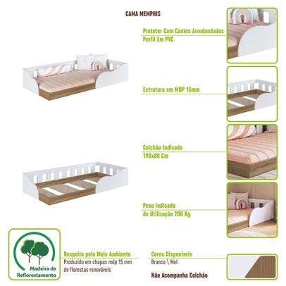 Cama Infantil Montessoriana Memphis Branco - Art In Móveis