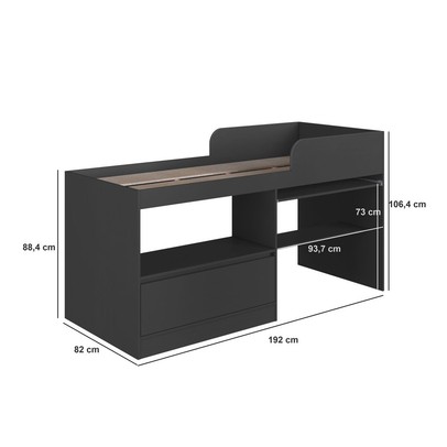 Cama Infantil Multifuncional Jacarta 1 Porta Grafite - Art In Móveis