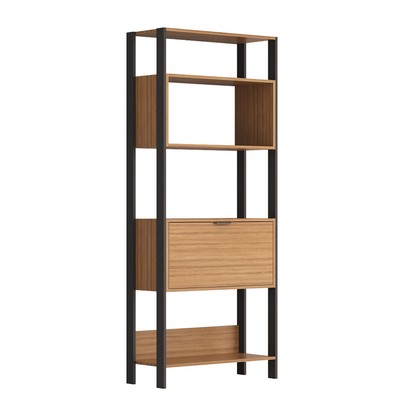 Estante para Livros 3000 1 Porta Montana/Preto - Quiditá Móveis