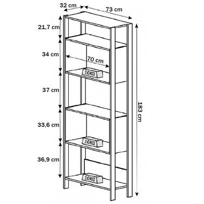 Estante para Livros 3000 1 Porta Montana/Preto - Quiditá Móveis