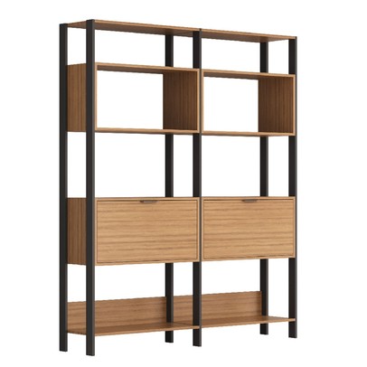 Estante para Livros 3005 2 Portas Montana/Preto - Quiditá Móveis