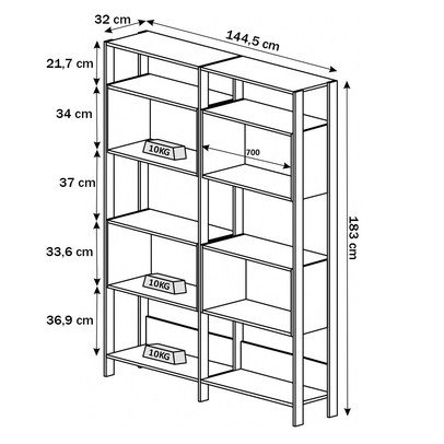 Estante para Livros 3005 2 Portas Montana/Preto - Quiditá Móveis