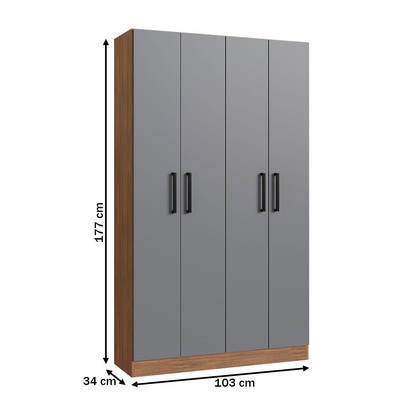 Armário Multiuso Riviera 4 Portas 8 Prateleiras Freijó/Cinza - Irm Móveis