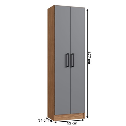 Armário Multiuso Milano 2 Portas 5 Prateleiras Freijó/Cinza - Irm Móveis