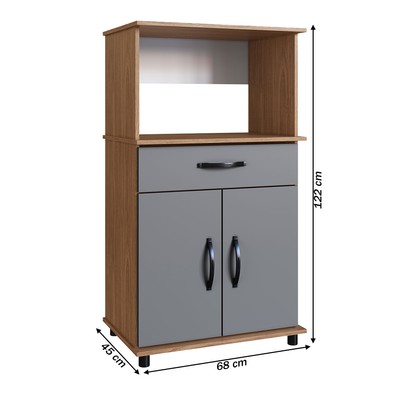 Armário de Cozinha Laura 2 Portas 1 Gaveta Cinza - Irm Móveis