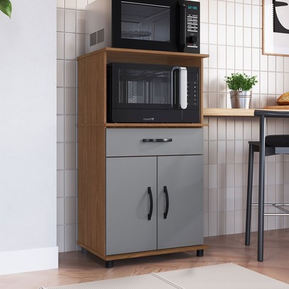 Armário de Cozinha Laura 2 Portas 1 Gaveta Cinza - Irm Móveis