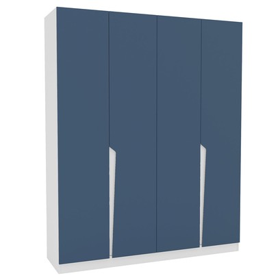 Guarda-Roupa Casal Porto 4 Portas 4 Gavetas Branco/Azul - Politorno