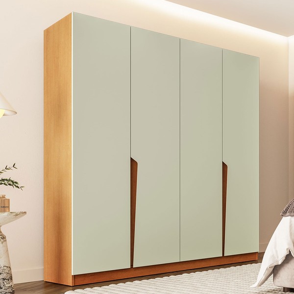 Guarda-Roupa Casal Porto 4 Portas 4 Gavetas Freijó/Verde - Politorno