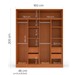 Guarda-Roupa Casal Porto 4 Portas 4 Gavetas Freijó/Creme - Politorno