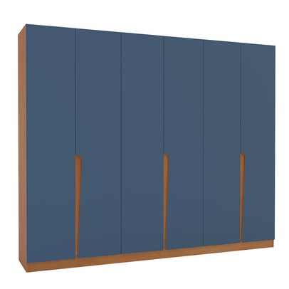 Guarda-Roupa Casal Porto 6 Portas 4 Gavetas Freijó/Azul- Politorno