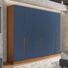 Guarda-Roupa Casal Porto 6 Portas 4 Gavetas Freijó/Azul- Politorno