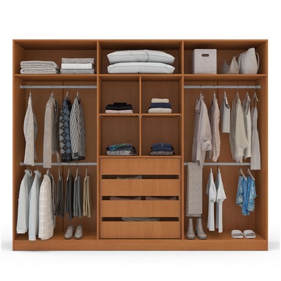 Guarda-Roupa Casal Porto 6 Portas 4 Gavetas Freijó/Azul- Politorno