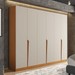 Guarda-Roupa Casal Porto 6 Portas 4 Gavetas Freijó/Creme - Politorno