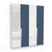 Guarda-Roupa Casal Porto 4 Portas 4 Gavetas com Espelho Branco/Azul - Politorno