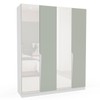 Guarda-Roupa Casal Porto 4 Portas 4 Gavetas com Espelho Branco/Verde - Politorno