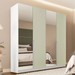 Guarda-Roupa Casal Porto 4 Portas 4 Gavetas com Espelho Branco/Verde - Politorno