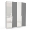 Guarda-Roupa Casal Porto 4 Portas 4 Gavetas com Espelho Branco/Cinza - Politorno