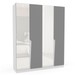 Guarda-Roupa Casal Porto 4 Portas 4 Gavetas com Espelho Branco/Cinza - Politorno