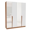 Guarda-Roupa Casal Porto 4 Portas 4 Gavetas com Espelho Freijó/Branco - Politorno