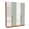 Guarda-Roupa Casal Porto 4 Portas 4 Gavetas com Espelho Freijó/Verde - Politorno