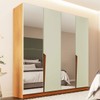 Guarda-Roupa Casal Porto 4 Portas 4 Gavetas com Espelho Freijó/Verde - Politorno