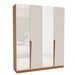 Guarda-Roupa Casal Porto 4 Portas 4 Gavetas com Espelho Freijó/Creme - Politorno