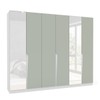 Guarda-Roupa Casal Porto 6 Portas 4 Gavetas com Espelho Branco/Verde - Politorno