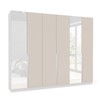Guarda-Roupa Casal Porto 6 Portas 4 Gavetas com Espelho Branco/Creme - Politorno