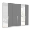 Guarda-Roupa Casal Porto 6 Portas 4 Gavetas com Espelho Branco/Cinza - Politorno