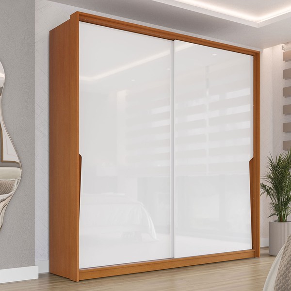 Guarda-Roupa Casal Porto 2 Portas 2 Gavetas Freijó/Branco - Politorno