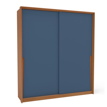 Guarda-Roupa Casal Porto 2 Portas 2 Gavetas Freijó/Azul - Politorno