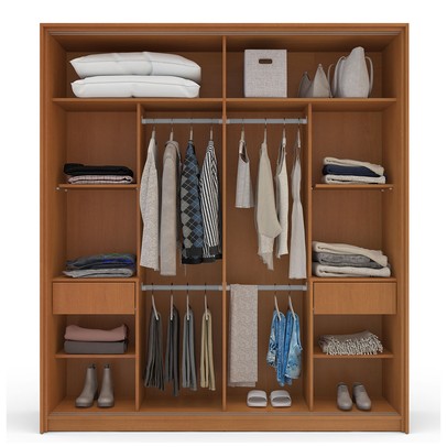 Guarda-Roupa Casal Porto 2 Portas 2 Gavetas Freijó/Azul - Politorno