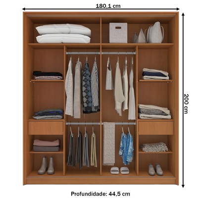 Guarda-Roupa Casal Porto 2 Portas 2 Gavetas Freijó/Azul - Politorno