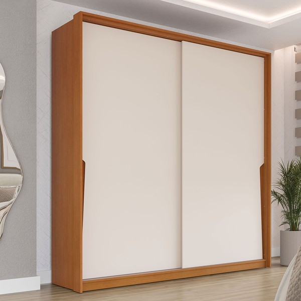 Guarda-Roupa Casal Porto 2 Portas 2 Gavetas Freijó/Creme - Politorno