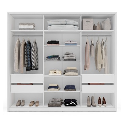 Guarda-Roupa Casal Porto 3 Portas 4 Gavetas Branco/Azul - Politorno