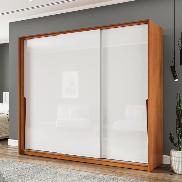 Guarda-Roupa Casal Porto 3 Portas 4 Gavetas Freijó/Branco - Politorno