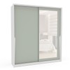 Guarda-Roupa Casal Porto 2 Portas 2 Gavetas com Espelho Branco/Verde - Politorno