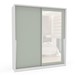 Guarda-Roupa Casal Porto 2 Portas 2 Gavetas com Espelho Branco/Verde - Politorno