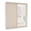 Guarda-Roupa Casal Porto 2 Portas 2 Gavetas com Espelho Branco/Creme - Politorno