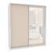 Guarda-Roupa Casal Porto 2 Portas 2 Gavetas com Espelho Branco/Creme - Politorno